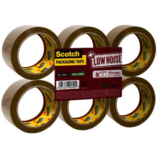 3M Scotch Verpackungsklebeband LOW NOISE 50 mm x 66 m braun 6 Rollen