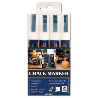 Securit Kreidemarker ORIGINAL MEDIUM 4er Etui weiß