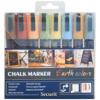 Securit Kreidemarker ORIGINAL MEDIUM 8er Etui Erdfarben