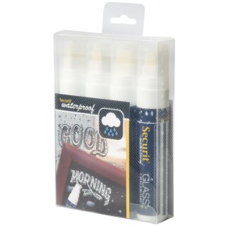 Securit Kreidemarker WATERPROOF LARGE 4er Etui weiß