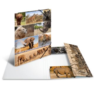 HERMA Eckspannermappe "Afrika Tiere" aus Karton DIN A3