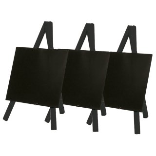 Securit Tisch Kreidetafel MINI mit Staffelei schwarz 3 Tafeln 150 x 260 mm