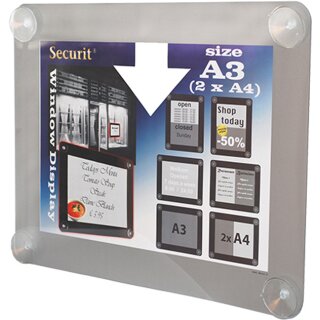 Securit Fenster Plakatrahmen DIN A3 grau