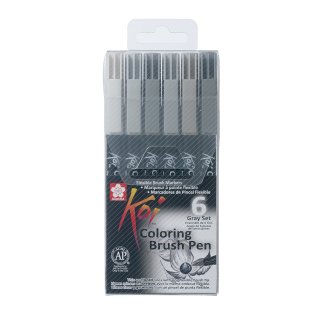 SAKURA Pinselstift Koi Coloring Brush 6er Etui grau