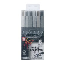 SAKURA Pinselstift Koi Coloring Brush 6er Etui grau