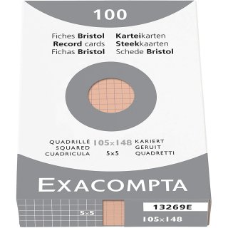 EXACOMPTA Karteikarten DIN A6 kariert orange 100 Karteikarten