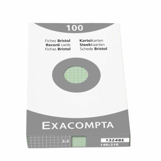 EXACOMPTA Karteikarten DIN A5 kariert grün 100 Karteikarten