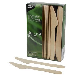 PAPSTAR Holz Messer "pure" Länge: 165 mm 100 Stück