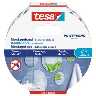 tesa Powerbond Montageband für Fliesen/Metall 19 mm x 5,0 m