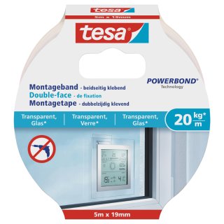 tesa Powerbond Montageband für Glas 19 mm x 5,0 m