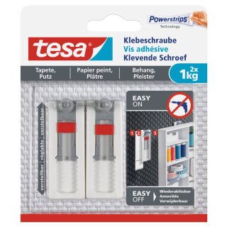 tesa Powerstrips Klebeschraube für Tapete/Putz weiß
