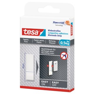 tesa Powerstrips Klebestreifen für Tapete/Putz transparent bis 0,5 kg (9 Stück)