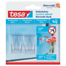 tesa Powerstrips Klebehaken für Glas transparent 2...