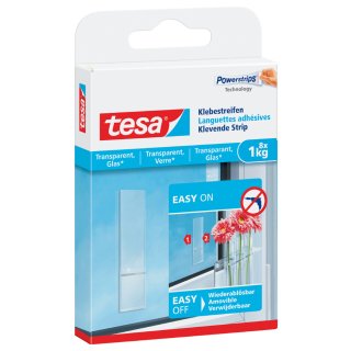 tesa Powerstrips Klebestreifen für Glasflächen bis 1 kg (8 Stück)