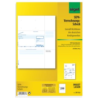 sigel Bankformular "PC Sepa Verrechnungs Scheck" A4