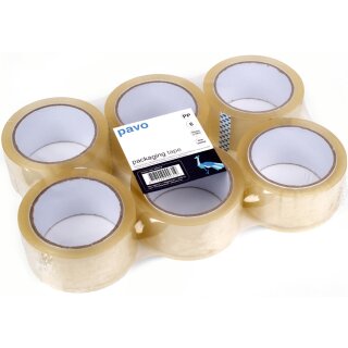 pavo Verpackungsklebeband 50 mm x 66 m transparent PP (6 Rollen)