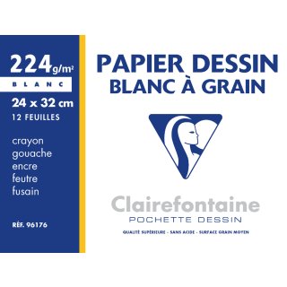 Clairefontaine Zeichenpapier "Blanc à Grain" 240 x 320 mm