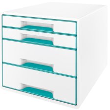 LEITZ Schubladenbox WOW CUBE 4 Schübe perlweiß/violett