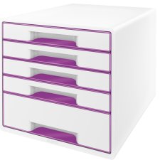 LEITZ Schubladenbox WOW CUBE 5 Schübe perlweiß/violett