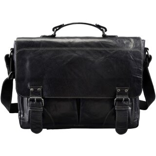 PRIDE&SOUL Umhängetasche "Business Bag L" Leder schwarz
