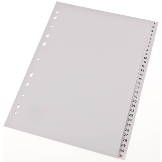 proOFFICE Kunststoff Register Zahlen A4 31-teilig