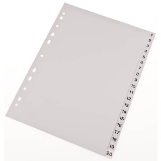 proOFFICE Kunststoff Register Zahlen A4 20-teilig