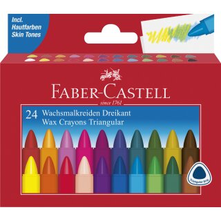 FABER-CASTELL Dreikant-Wachsmalkreide 24er Kartonetui