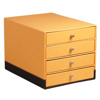 Rhodia 318866C Schubladenbox anisgrün mit 4 Schubladen, Griffe aus Metall, Kunstleder, elegant und praktisch, ideal für Ihr Büro oder Ihr zu Hause 1 Stück 
