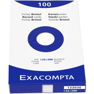 EXACOMPTA Karteikarten 125 x 200 mm blanko weiß 100 Karteikarten