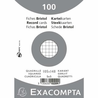 EXACOMPTA Karteikarten DIN A6 kariert weiß 100 Karteikarten