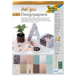folia Designpapierblock "Hotfoil" DIN A4 165g/qm 12 Blatt