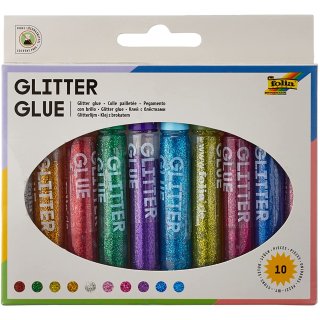 folia Glitzerkleber "Glitterglue" 10 Stück á 9,5 ml farbig sortiert
