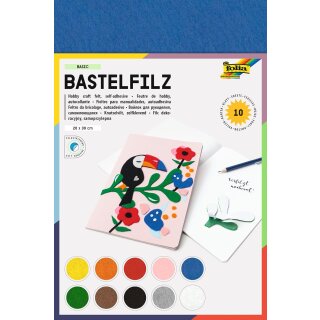 folia Bastelfilz 200 x 300 mm 150 g/qm selbstklebend 10 Bögen