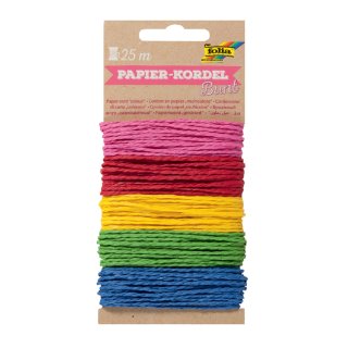 folia Papierkordel 5 Stück á 5 m farbig sortiert