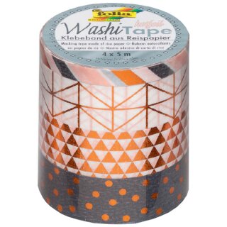 folia Deko-Klebeband Washi-Tape HOTFOIL KUPFER 4er Set