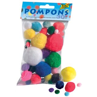 folia Pompons 30 Stück Größen und Farben sortiert 30 Stück