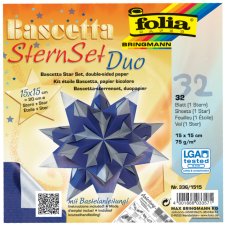 folia Faltblätter Bascetta-Stern 150 x 150 mm blau/silber 32 Blatt