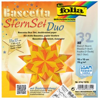 folia Faltblätter Bascetta-Stern 150 x 150 mm gelb/orange 32 Blatt