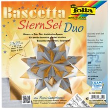folia Faltblätter Bascetta-Stern 200 x 200 mm silber/gold 75 g/qm 32 Blatt