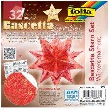 folia Faltblätter Bascetta-Stern 150 x 150 mm 90 g/qm 32 Blatt rot bedruckt