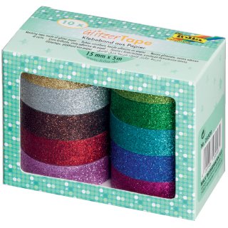 folia Deko-Klebeband "Glitter Tape" 10-farbig sortiert