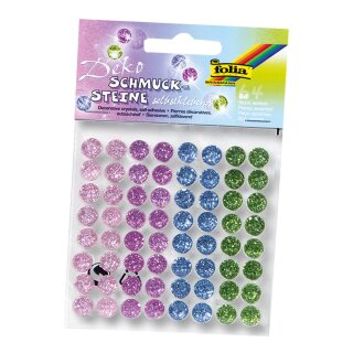 folia Schmucksteine "Sugar" selbstklebend farbig sortiert 64 Stück