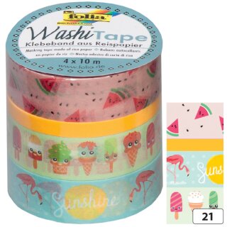 folia Deko-Klebeband Washi-Tape TROPICAL 4er Set