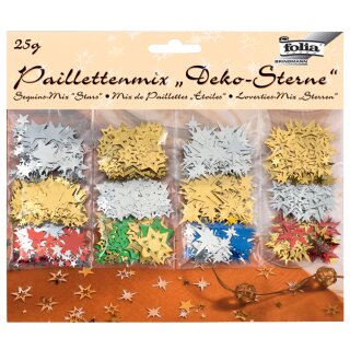 folia Paillettenmix/Streuschmuck "Deko-Sterne" sortiert 25 g