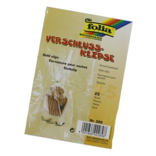 folia Verschluss-Clips Länge: ca. 30 mm gold 25 Stück