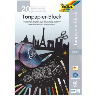 folia Zeichen- & Bastelblock DIN A4 130 g/qm schwarz 20 Blatt