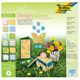 folia Designpapierblock "Blumen" 305 x 305 mm 12 Blatt