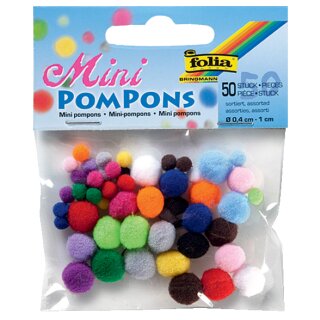 folia Mini-Pompons 50 Stück farbig sortiert