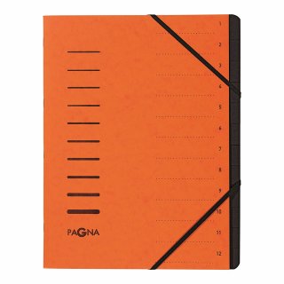 PAGNA Ordnungsmappe "Sorting File" 12 Fächer 1-12 DIN A4 aus Karton orange