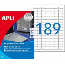 agipa Typenschild-Etiketten 25,4 x 10 mm silber 3.780...